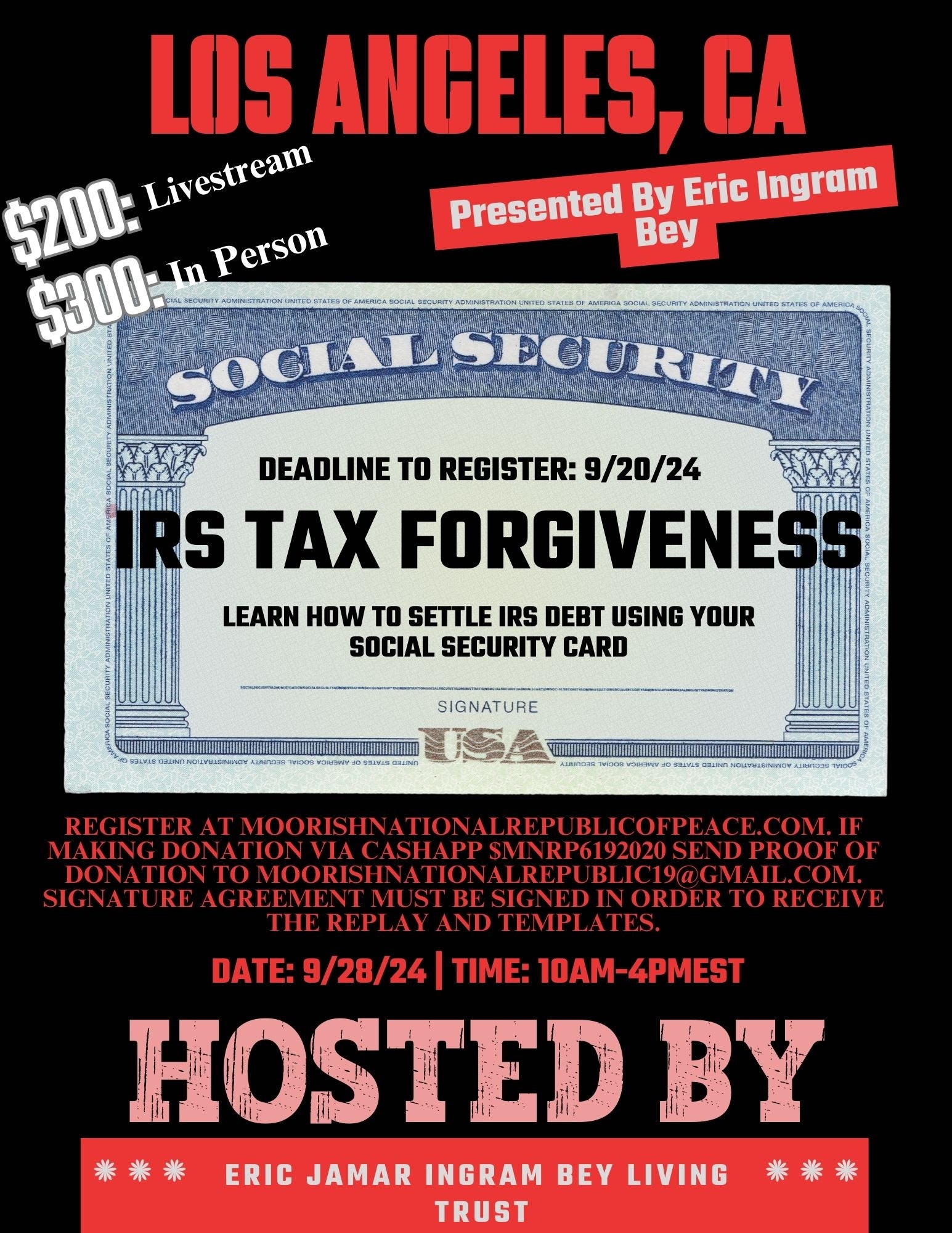 IRS Tax Conference Los AngelesIn Person Moorish National