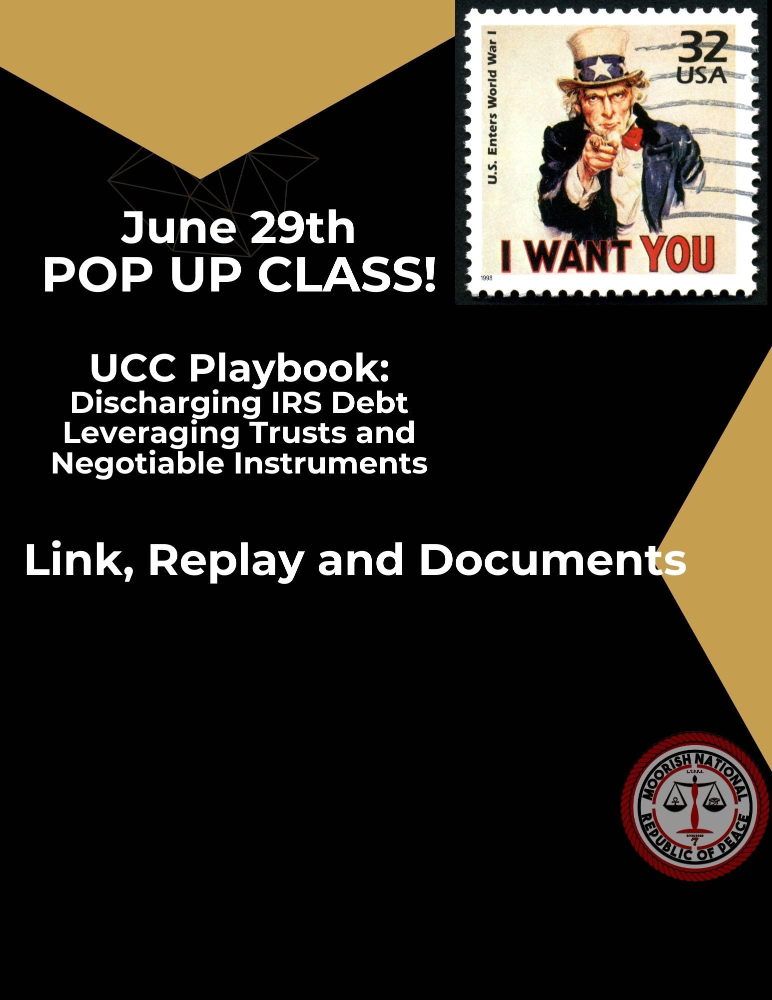 June 29th Pop Up Class! The UCC Playbook (Materials will be emailed within  72 hours)